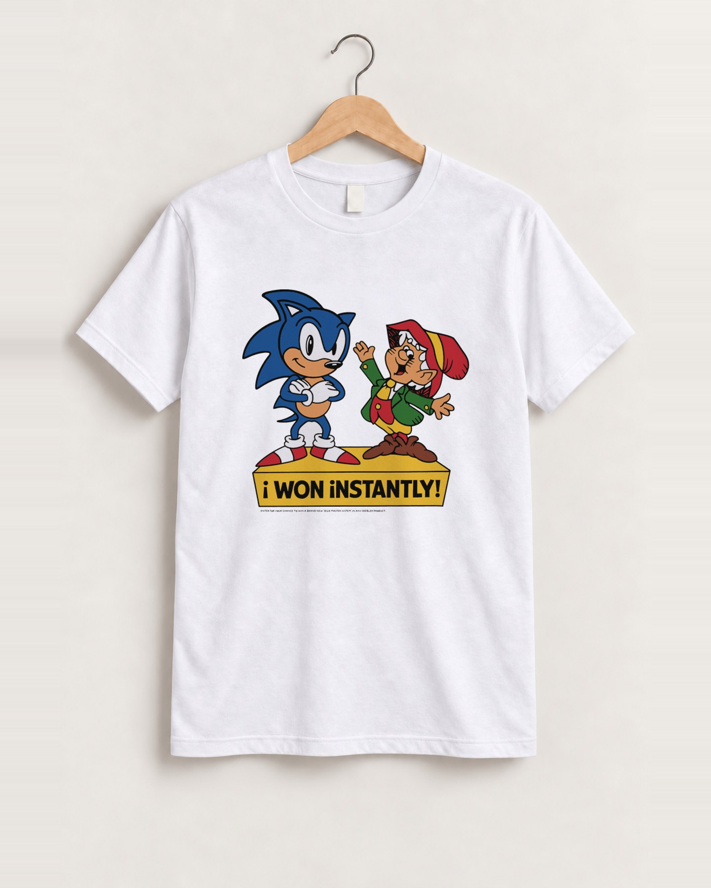 1993 'sonic x keebler elves' vintage white promo tee front